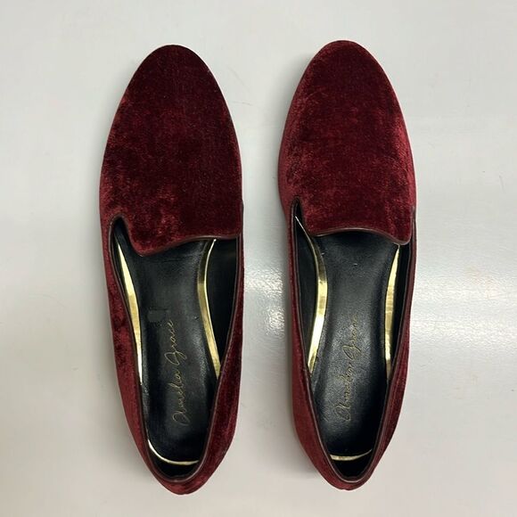 Amelia Grace Deep Red Pointed Toe Slip-On Velvet Flats- Size 8 - Picture 1 of 16